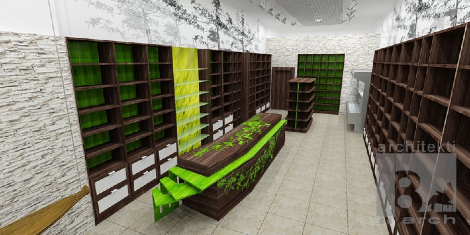 interiéry - zoznam / Návrh interiéru predajne Biopark - foto interiéry - zoznam / Návrh interiéru predajne Biopark - foto